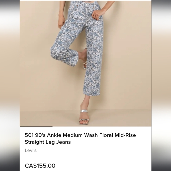 Levi's PREMIUM 501 Blue Floral Straight Leg Jeans Ankle Jeans 26 - Picture 9 of 9